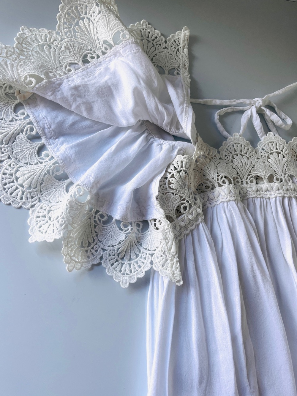 Moon River Ivory Lace Boho Blouse Romantic Cottagecore Top XS - Picture 7 of 7